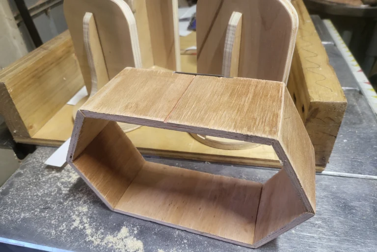 hexagonal wooden shelf