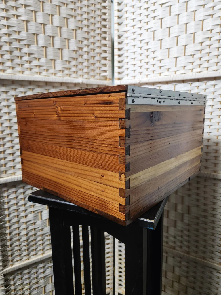 wooden box diagonal view