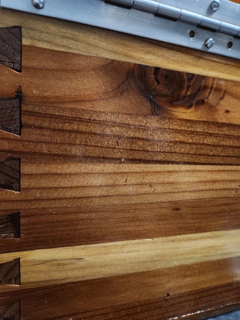 wooden box dovetail detail