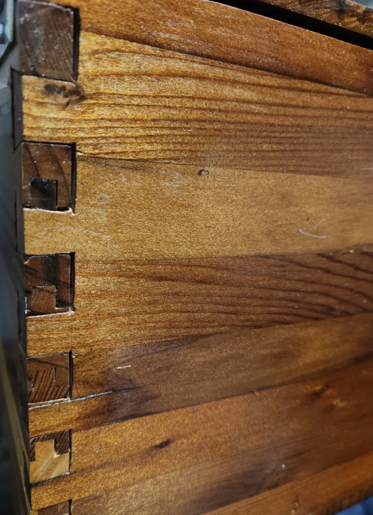 wooden box dovetail detail