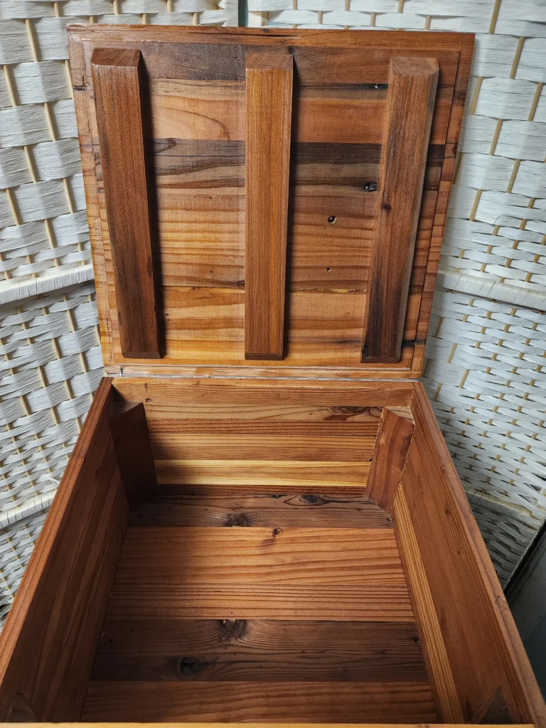 wooden box open view inside