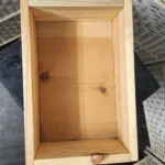 top view of wooden box inside